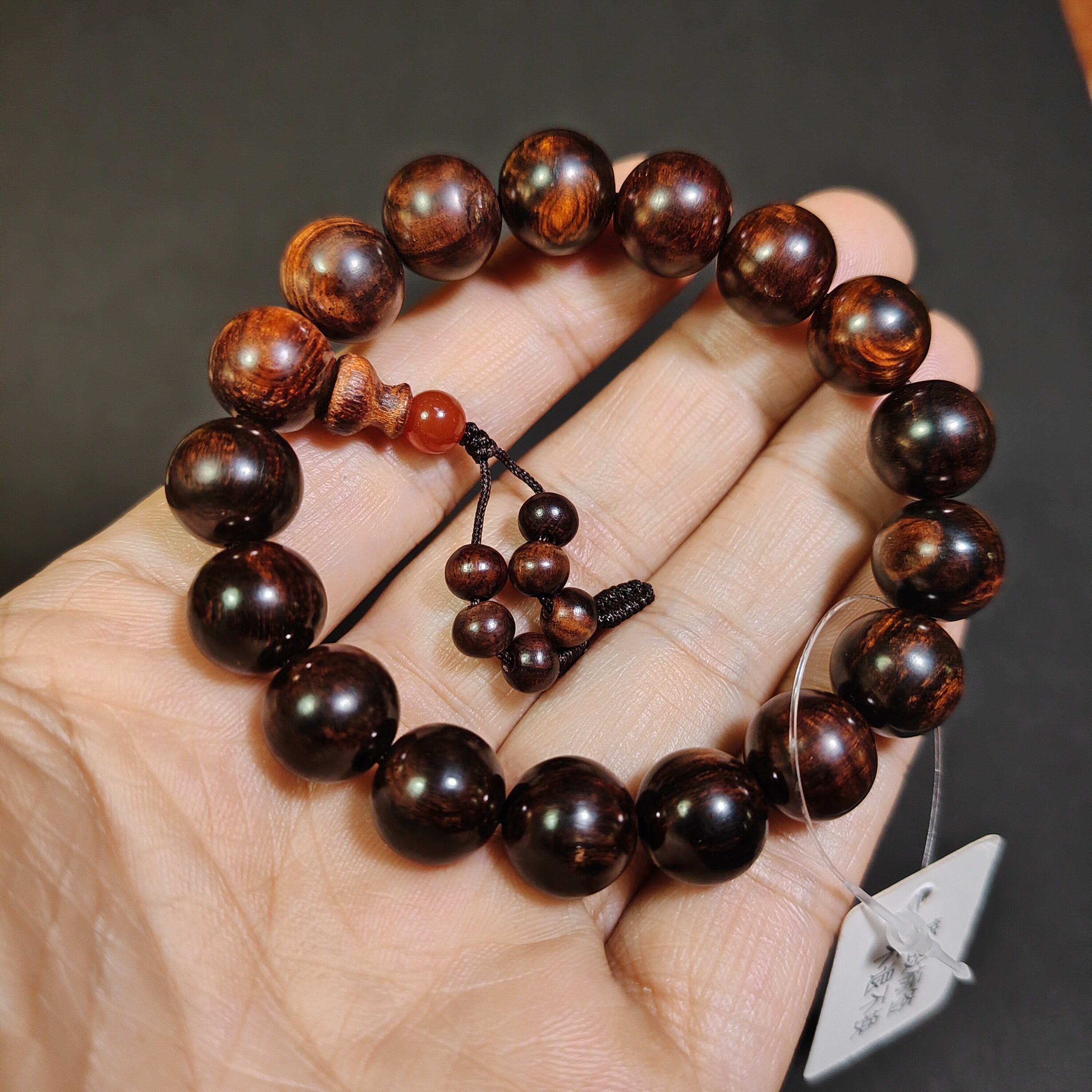 保真天然｜海南黄花梨紫油梨老料海黄手串大黑筋鬼脸小尺寸虎皮纹