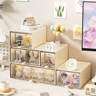 玩具展示盒防尘展示盒泡泡玛特置物盒 盲盒手办展示盒家用抽屉式