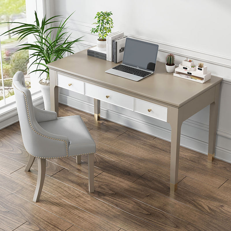 美式轻奢书桌后现代简约实木电脑桌书房家用港式轻奢书桌椅组合|msdalam kategori perabot kediaman, of Tables, meja - dari Buy2taobao.com untuk memberikan perkhidmatan ejen Taobao profesional membeli