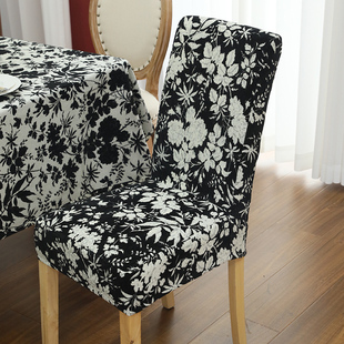 订制黑白中古风复古风餐椅垫布艺椅套xn高级感椅子套罩美拉德新款