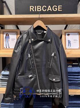 levis男士复古机车PU皮衣夹克