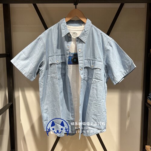 levis男士薄款宽松短袖牛仔衬衫