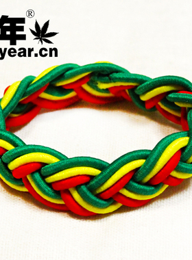 【杂年文化】牙买加雷鬼红黄绿reggae嘻哈街舞 皮圈发绳皮筋发圈