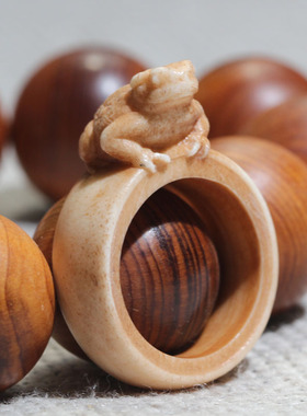 金蟾青蛙招财戒指指环男士骨质文玩流行配饰品