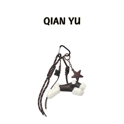 1PANCAKE手作原创设计小众皮质毛绒挂件钥匙扣包包挂饰情侣礼物