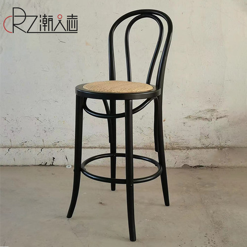 美式复古设计师做旧单人吧台凳
