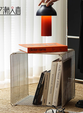 Panton wire中古设计师沙发边几不锈钢置物架子创意几何方形角几