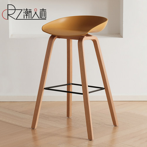北欧吧台椅简约现代实木高脚凳