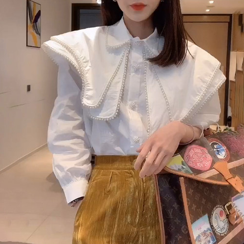 初秋娃娃领长袖防晒衬衫女韩版