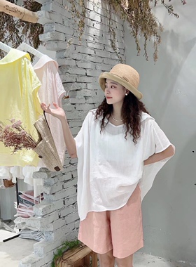 柏拉图BOLATU棉麻舒适手感！！新款宽松短袖苎麻衬衫上衣23145