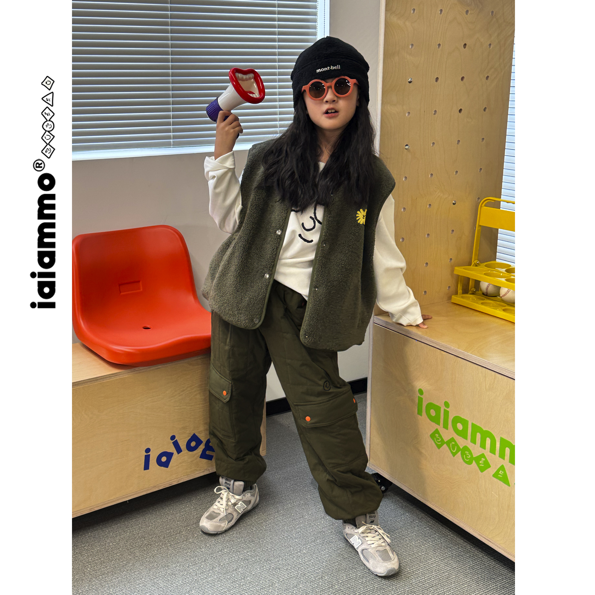 iaiammo丨25AW原创设计洋气笑脸 纯色羊羔绒男女中大儿童装 马甲