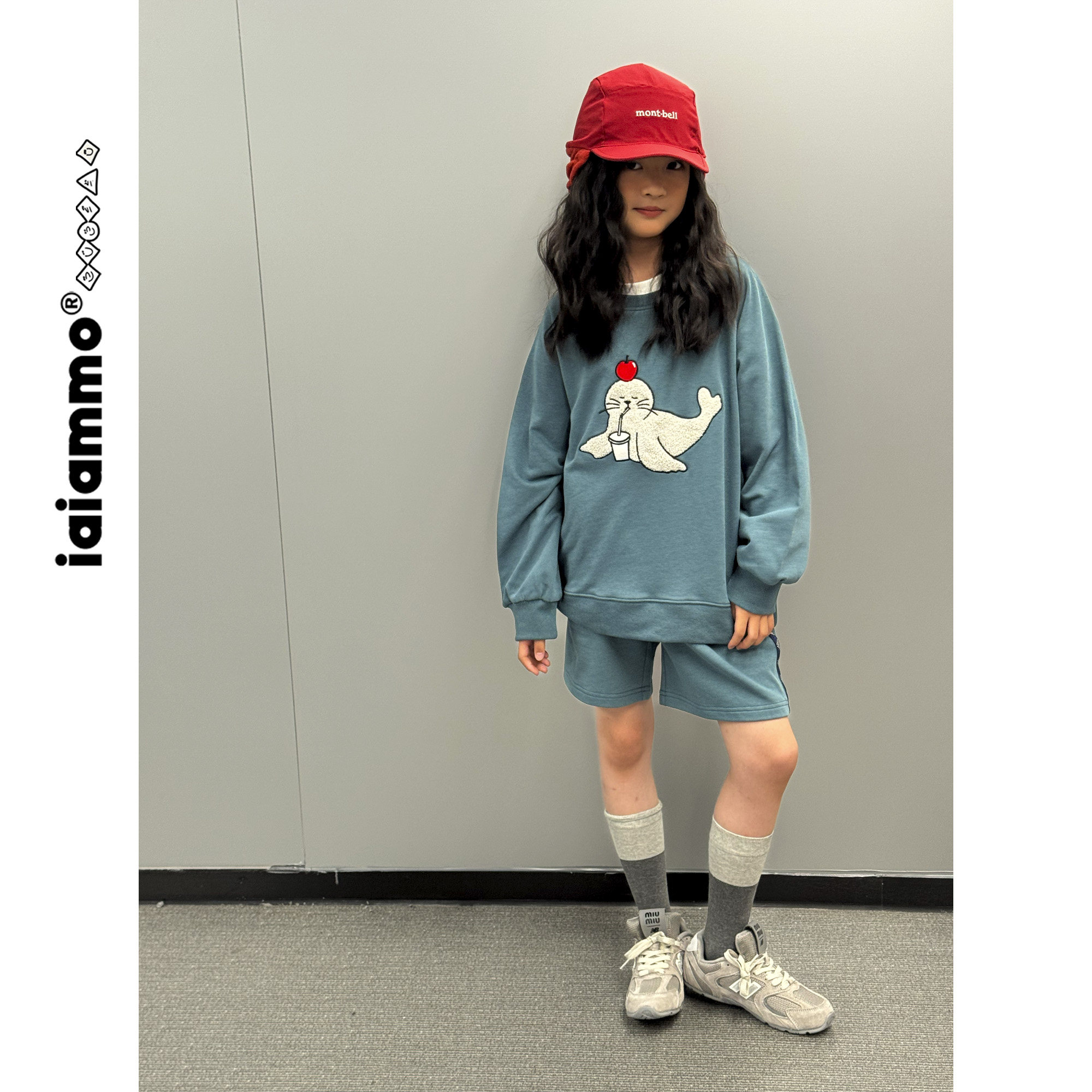 iaiammo丨原创设计25海豹刺绣韩版男女中大 童装卫衣运动短裤套装,童装/婴儿装/亲子装,卫衣/绒衫,淘宝优惠券,粉丝福利购,淘宝优惠卷