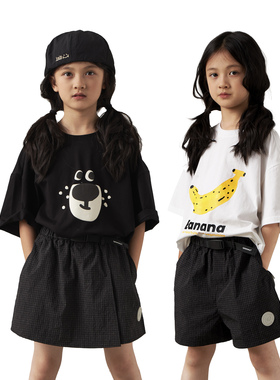 iaiammo24新品原创设计运动速干短裤男女童格子爆款运动休闲裤裙