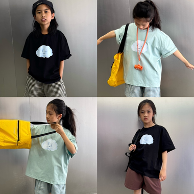 iaiammo丨25SS原创韩版「7A抗菌」男女中大儿童装休闲云朵短袖T恤