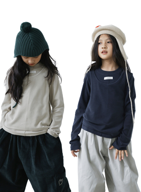 iaiammo丨24秋冬儿童德绒假两件柔软保暖亲肤男童女童长袖打底T恤