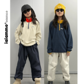 iaiammo 半开卫衣 原创秋冬眼睛刺绣宽松立领拼色眼男女中大童装