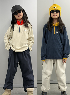 iaiammo | 原创秋冬眼睛刺绣宽松立领拼色眼男女中大童装半开卫衣