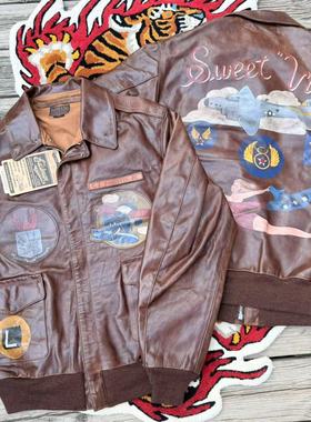 正规代理【superXY】现货 Eastman 新款手绘 美女A-2马皮飞行夹克