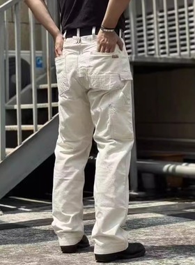 现货【superXY】FREEWHEELERS Lot102高腰米白色宽松工装裤