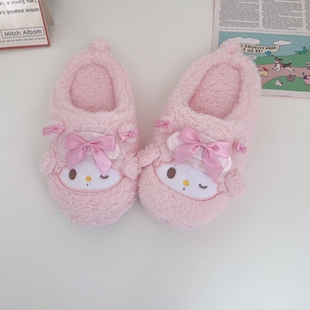 卡通棉拖鞋家居室内防滑可爱美乐兔秋冬季保暖包头地板毛绒拖鞋女