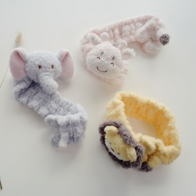 卡通软萌狮子大象母子扣洗簌化妆面膜发带发饰发箍头巾头饰束发巾