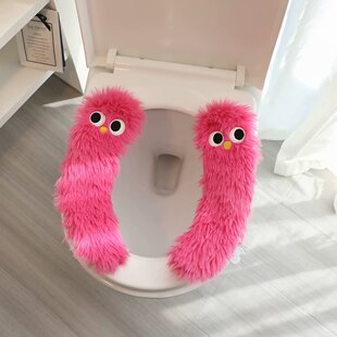 卡通长毛怪马桶垫家用魔术贴绒布坐便器垫冬季毛绒通用保暖马桶圈