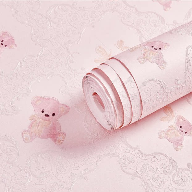 现代简约条纹自粘无纺布墙纸加厚卡通欧式客厅卧室背景墙壁纸贴纸