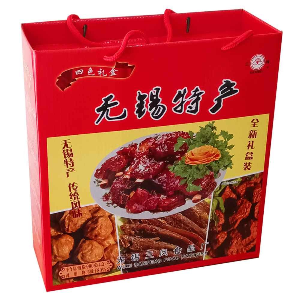 年货无锡特产4盒装900g无锡酱排骨4盒装1000g礼盒 三梅卤味熟食
