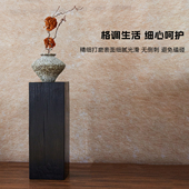 方形木墩子侘寂风根雕花架艺术底座角几实木北欧碳化木墩玄关摆件