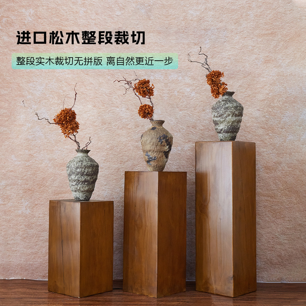 深胡桃木色2026新款方形原木玄关图片