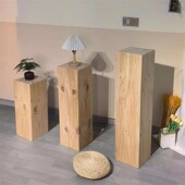 侘寂风玄关原木摆件木墩子底座增高实木树桩木墩方形花架根雕凳子