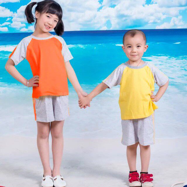 短袖黄色套头纯棉夏季幼儿园园服