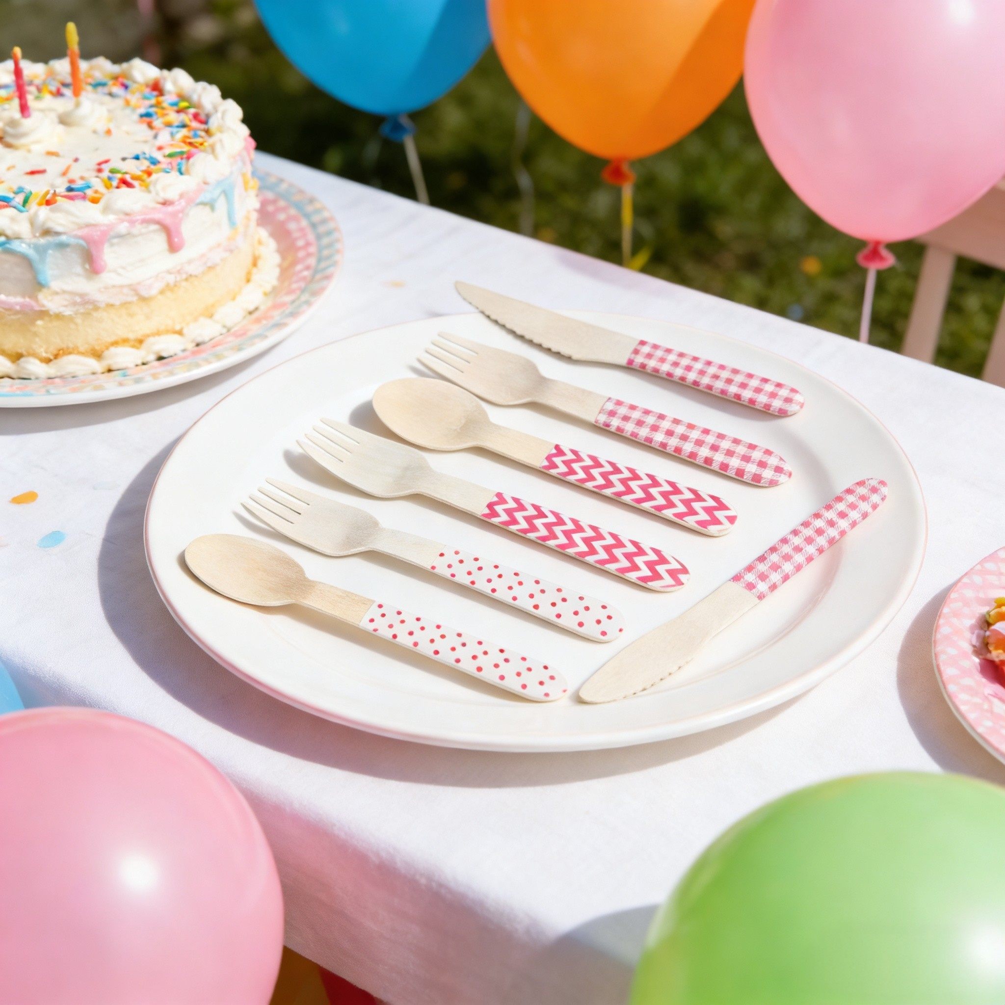 生日派对餐具一次性刀叉勺木质Wooden Fork Spoon Knife Cutlery,餐饮具,一次性勺子/叉子,淘宝优惠券,粉丝福利购,淘宝优惠卷