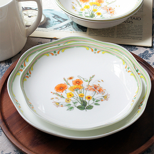 【芊芊家推荐】唯美复古唐山骨瓷花边盘子西点盘菜盘甜品碗