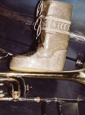 冬季新款moonboot ICON GLITTER革面PU亮片月亮靴女款保暖雪地靴