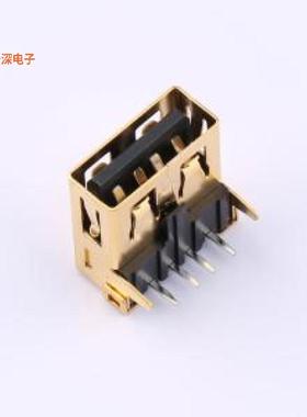 GT-2A001F-CGNG1 |USB外壳镀金3u，黑色胶芯，无边弯角