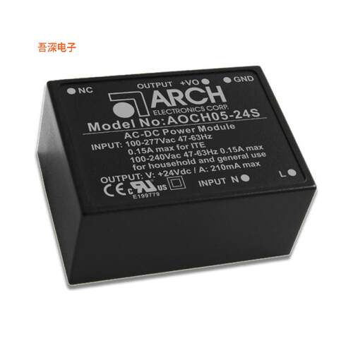 AOCH05-24S|封闭式5W AC/DC Power Module, 24V Ou