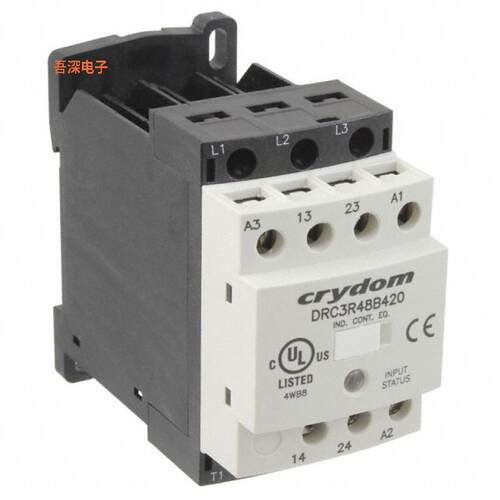 DRC3R48B420 |底座安装，DIN 轨道REV 480V 7.6A 120 VAC 2NO