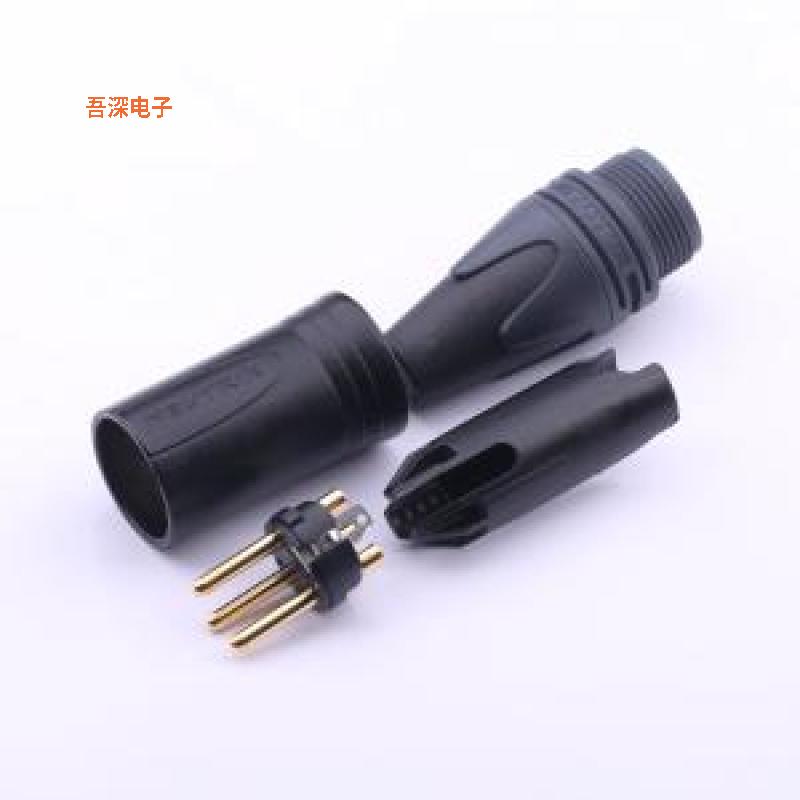 NC3MXX-B |原装全新3芯电缆，公，外壳镀黑，触点镀金。