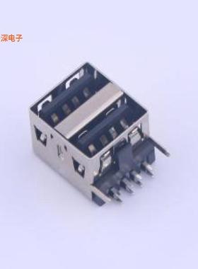 907-221A1029D10200 |USB双层短体直脚无边铁壳黑胶