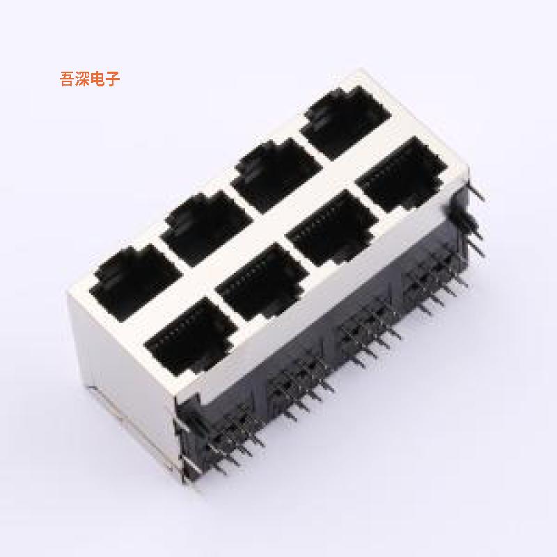 RJ-059B-2X4-4 |原装全新RJ45 8p8c 双层2*4 黑色 铜壳带屏蔽