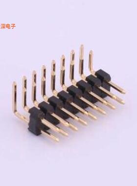 X4621WR-2x08I-C40D28 |高U镀金抗氧化排针弯插,P=2mm