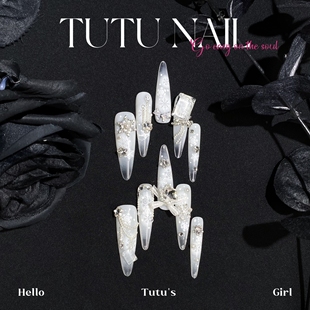 NAIL手工穿戴甲重工纯欲蕾丝冬雪花圣显白新年 TUTU 白色恋歌