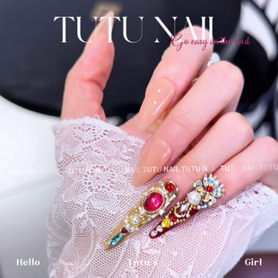 【风华绝代】TUTU NAIL手工穿戴美甲婚护甲娘娘甄嬛重工红金宫廷
