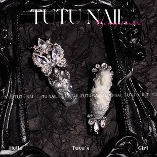 TUTU NAIL手工穿戴甲貓眼流麻琉璃冰透夜光蛇年黑魔鏡 美杜莎