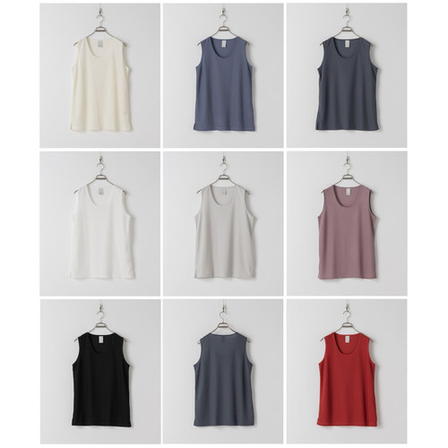 日单日系春夏简约镂空弹力透气大格纹华夫格休闲打底无袖汗背心男