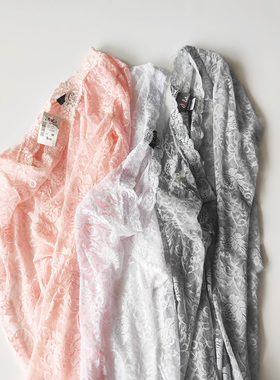 欧美单性感修身款蕾丝镂空半透长袖大圆领打底衫上衣女TeJia