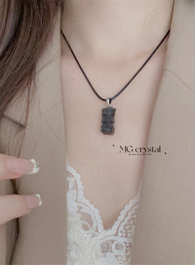 麻瓜|原创设计天然黑骨干金骨干莲花黑色皮绳项链锁骨链 包邮个性