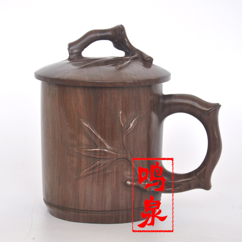 石杯天然紫檀根料木鱼石杯子茶杯水杯弱碱矿化茶杯茶具微量元素杯