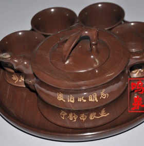 整套木鱼石茶具山东特产